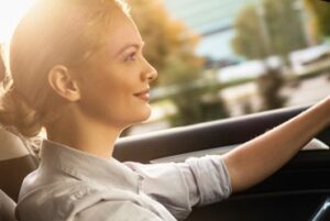 A women driving a car